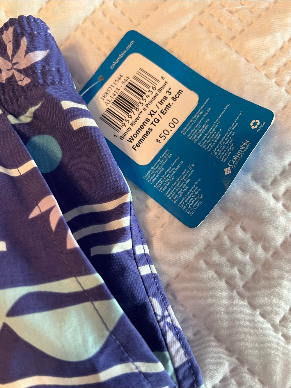 Columbia Sandy River II Printed Shorts NWT Purple Outdoor Hiking Size XL - Picture 4 of 8